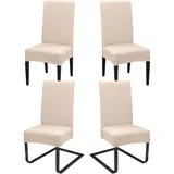 Hopelit Stuhlhussen 4er Set, Stuhlhussen Schwingstühle Abnehmbarer Waschbarer Spandex, Universale Stretch Stuhlbezug Hussen für Esszimmer, Hotel, Küche, Hochzeitsdeko, Beige