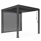 Oviala Pergola, Grau, Metall, Rechteckig, 296x250x296 cm, Sonnen- & Sichtschutz, Pavillons & Pergolas
