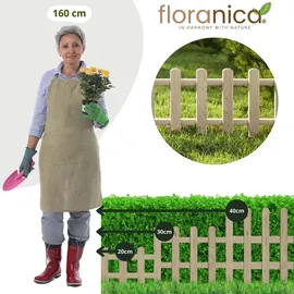 Floranica Zierzaun aus Holz 100 x 40 cm nicht imprägniert Steckzaun als Beeteinfassung Rasenkante Tierzaun Bauernzaun - Braun/Grau/Weiß/Grün