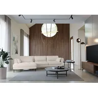 TRENDMANUFAKTUR Ecksofa TRENDMANUFAKTUR "Luzi, wahlweise mit Schlaffunktion & Bettkasten., L-Form", beige, B:280cm H:80cm T:168cm, 92% Polyester, 8% Nylon, Sofas, Ecksofa, Designsofa mit tollem Sitzkomfort, Metallfüße schwarz, Breite 280 cm