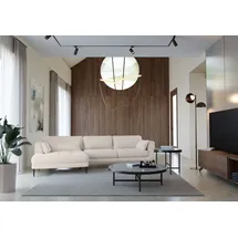 TRENDMANUFAKTUR Ecksofa TRENDMANUFAKTUR "Luzi, wahlweise mit Schlaffunktion & Bettkasten., L-Form", beige, B:280cm H:80cm T:168cm, 92% Polyester, 8% Nylon, Sofas, Ecksofa, Designsofa mit tollem Sitzkomfort, Metallfüße schwarz, Breite 280 cm