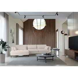TRENDMANUFAKTUR Ecksofa TRENDMANUFAKTUR "Luzi, wahlweise mit Schlaffunktion & Bettkasten., L-Form", beige, B:280cm H:80cm T:168cm, 92% Polyester, 8% Nylon, Sofas, Ecksofa, Designsofa mit tollem Sitzkomfort, Metallfüße schwarz, Breite 280 cm