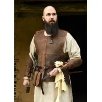 Battle Merchant Wikinger-Kostüm Torso Rüstung aus Fettleder braun, „Sindri“ braun XL