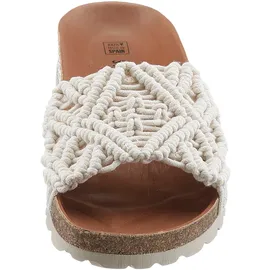 Verbenas Pantoffel VERBENAS "Raga Knots Digital", Damen, Gr. 35, beige (creme), Textil, Schuhe, Sommerschuh, Schlappen, Hausschuh in gehäkeltem Look