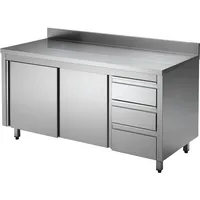 GastroHero Edelstahl-Arbeitsschrank ECO mit Flügeltür und 3 Schubladen 14x7