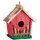 Relaxdays Mini Vogelhaus, zum Aufhängen, für Balkon & Garten, Holz, Deko Vogelhäuschen, HBT 18 x 17 x 11 cm, rot/grün