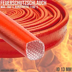 13 x 1,9 mm Feuer Flamm Brand Schutz Schlauch Silikon Fiberglas DN rot EN 45545 ...