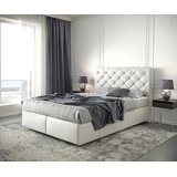 DeLife Boxspringbett Dream-Great 140x200 cm Kunstleder Weiß mit Matratze und Topper, Boxspringbetten - 2 Jahre Gewährleistung - mind. 14 Tage Rückgaberecht - Weiß - 140x200