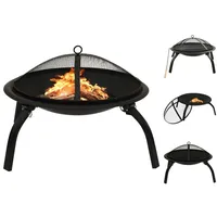 vidaXL 2-in-1 Feuerstelle und Grill mit Schürhaken 56x56x49 cm Stahl