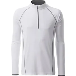 James & Nicholson Funktionsshirt Langarm JN498 & S white/silver