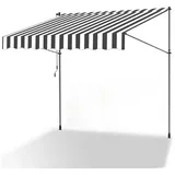 Clanmacy Klemmmarkise Klemmmarkise 350cm Balkonmarkise Markise Terrasse Balkon Grau Weiß grau 120 cm x 350 cm