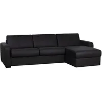 Ecksofa Leder mit Schlaffunktion & Matratze - Ecke Rechts - Schwarz - bevis