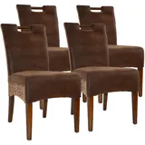 Rattanstuhl Esszimmerstühle 4er SET Bilbao vollgepolstert brown