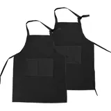 EASYKEENECOM 2 Stück Kinderschürze mit 2 Taschen,Schürze Kinder,Kinder Kochschürze Grillschürze Kinder Jungen Malkittel für Jungen und Mädchen Beim Kochen,Malen,Grillen(46 * 62cm)
