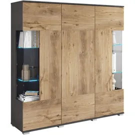 OTTO home Highboard 135 x 134 x 39,5 cm matera anthrazit / Kastanie breslau / Braun