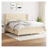 vidaXL Boxspringbett mit Matratze Creme 180x200 cm Stoff