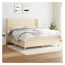 vidaXL Boxspringbett mit Matratze Creme 180x200 cm Stoff