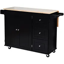 Costway Küchenwagen Auf Rollen mit Arbeitsplatte Schwarz 136 x 76 x 91 cm