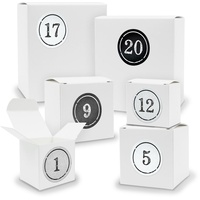 Adventskalender zum Füllen 24x Quader Würfel gemischt WEISS + Sticker (V01 Z04)