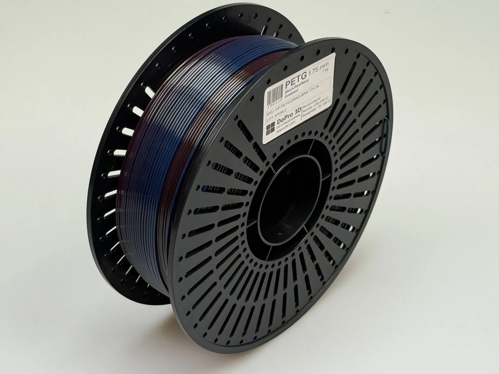DoPro 3D PETG Filament Black Red Navy Gradient – Nexyl Class – 1,75 mm – 1,0 kg