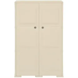 vidaXL Kunststoffschrank 79x43x125 cm Holzdesign Angora-Weiß