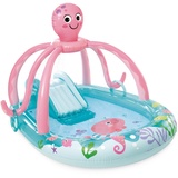 INTEX Friendly Octopus Aufblasbarer Kiddie Pool: aufblasbarer Kinderpool mit Wassersprüher und Rutsche – Splash Pad – 233,7 x 182,9 x 149,9 cm – ab 3 Jahren