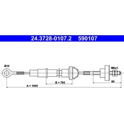Seilzug Kupplungsbetätigung ATE 24.3728-0107.2 für VW Golf I Jetta Scirocco