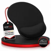 WORTEK Mauspad mit Gelkissen aus Memoryschaum – 23x26cm - Mousepad mit Handauflage Mouse Pad - Ergonomisches Mauspad mit Handauflage - Handballenauflage Maus Pad für schonende Haltung - Schwarz
