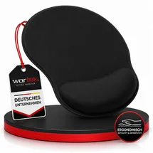 WORTEK Mauspad mit Gelkissen aus Memoryschaum – 23x26cm - Mousepad mit Handauflage Mouse Pad - Ergonomisches Mauspad mit Handauflage - Handballenauflage Maus Pad für schonende Haltung - Schwarz