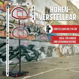 Apollo Basketballkorb Outdoor Set mit Ständer und Rollen inkl. Ball - Pumpe - Classic
