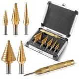 STAHLWERK HSS Stufenbohrer Set 6 Teile mit TiN-Beschichtung und Aluminiumkoffer