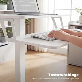 Homcom Höhenverstellbar mit Rollen, Tastaturablage Weiß | Weiß