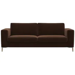 2,5-Sitzer FLEXLUX "Fiore, super Sitzkomfort durch Kaltschaum", braun (tobacco), B:196cm H:85cm T:92cm, 100% Polyester, Sofas, breite Armlehnen, Füße Alu+ Eiche