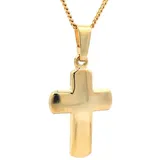 HOPLO Kreuzanhänger Gold Anhänger Kreuz mit Goldkette massiv 585 - 14 Karat Gold 42 cm, Made in Germany 42 cm Damengröße