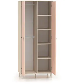 petits-meubles SCHRANK 2 Türen Alycia Beige - Korallenrosa - Holzeffekt