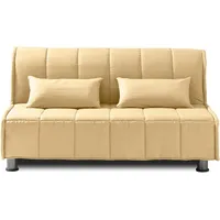 EVERGREENWEB Schlafsofa 140 cm Breit mit Matratze 140x190, Umwandelbar, 2 Sitzer Couch mit Schlaffunktion, Faltbares Bett mit Abnehmbarem und Waschbarem Beige Bezug, Paar Superweiche Kissen | Evening