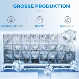 Homcom Kommerzielle Eiswürfelmaschine 30 kg/24 H Eismaschine Edelstahl - Silber
