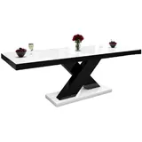 designimpex Esstisch Design Tisch HE-888 Weiß / Schwarz Hochglanz ausziehbar 160 bis 210 cm schwarz|weiß