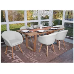 6er-Set Esszimmerstuhl Vaasa T633, Stuhl Küchenstuhl, Retro 50er Jahre Design ~ Kunstleder, weiß