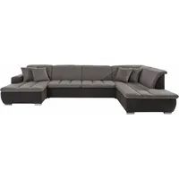 Wohnlandschaft INOSIGN "U-Form" Sofas Gr. B/H/T: 380cm x 85cm x 202cm, Microfaser PRIMABELLE-Struktur, Recamiere links, schwarz (schwarz/dunkelgrau) im modernen Materialmix