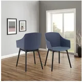 loft24 Esszimmerstuhl Nolia (Set, 2 St), Armlehnstuhl aus Kunststoff, Stuhl, Küchenstuhl, modern blau