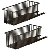 2 StüCk Teleskopschublade, KüChenschublade Regal Ausziehbare KüHlschrank Schublade Korbauszug, KüChe Schrankauszug Teleskop Schubladen Für SchräNke, 15.2 Cm B x 41.2 Cm T x 16.2 Cm H (Schwarz)