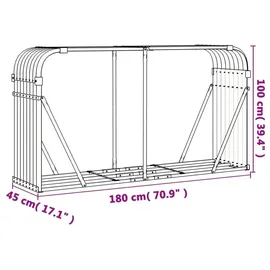 vidaXL Kaminholzregal Verzinkter Stahl 180 x 45 x 100 cm Braun