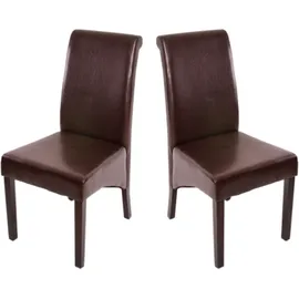 MCW 2er-Set Esszimmerstuhl Cesena ~ Leder, braun, dunkle Füße