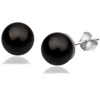 Nenalina Ohrringe Klassisch Synthetische Perle 925 Silber (Farbe: Grau)