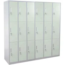 Mendler Schließfachschrank Metall 18 Fächer grün