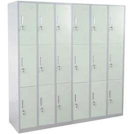Mendler Schließfachschrank Metall 18 Fächer grün