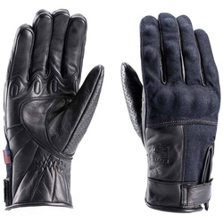 Blauer Combo Denim Motorradhandschuhe, schwarz, Größe XS