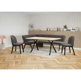 OTTO home Eckbankgruppe OTTO HOME "Aretha Essecke, Sitzgruppe, Eckbank, Küchenbank", schwarz (jet schwarz, schwarz), B:215cm H:87cm T:150cm, 90% PES, 5% Nylon, 5% Rayon, Sitzmöbel-Sets, Eckbankgruppe, Esszimmer Sitzgruppe, Tisch, Stühle und Bank gepolstert, 