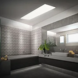 Briloner LED Panel, LED Deckenleuchte, Badlampe dimmbar, Fernbedienung, CCT IP44 Spritzwasserschutz, Deckenlampe, Werkstatt Keller, Schlafzimmerlampe, 100x25x6 cm, Weiß